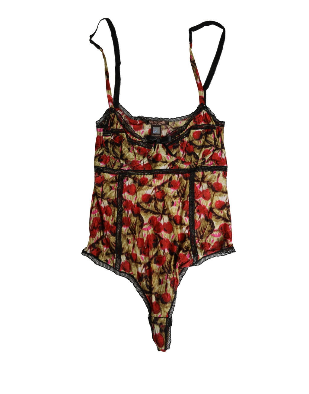 Body en dentelle Roberto Cavalli multicolore imprimé cerises