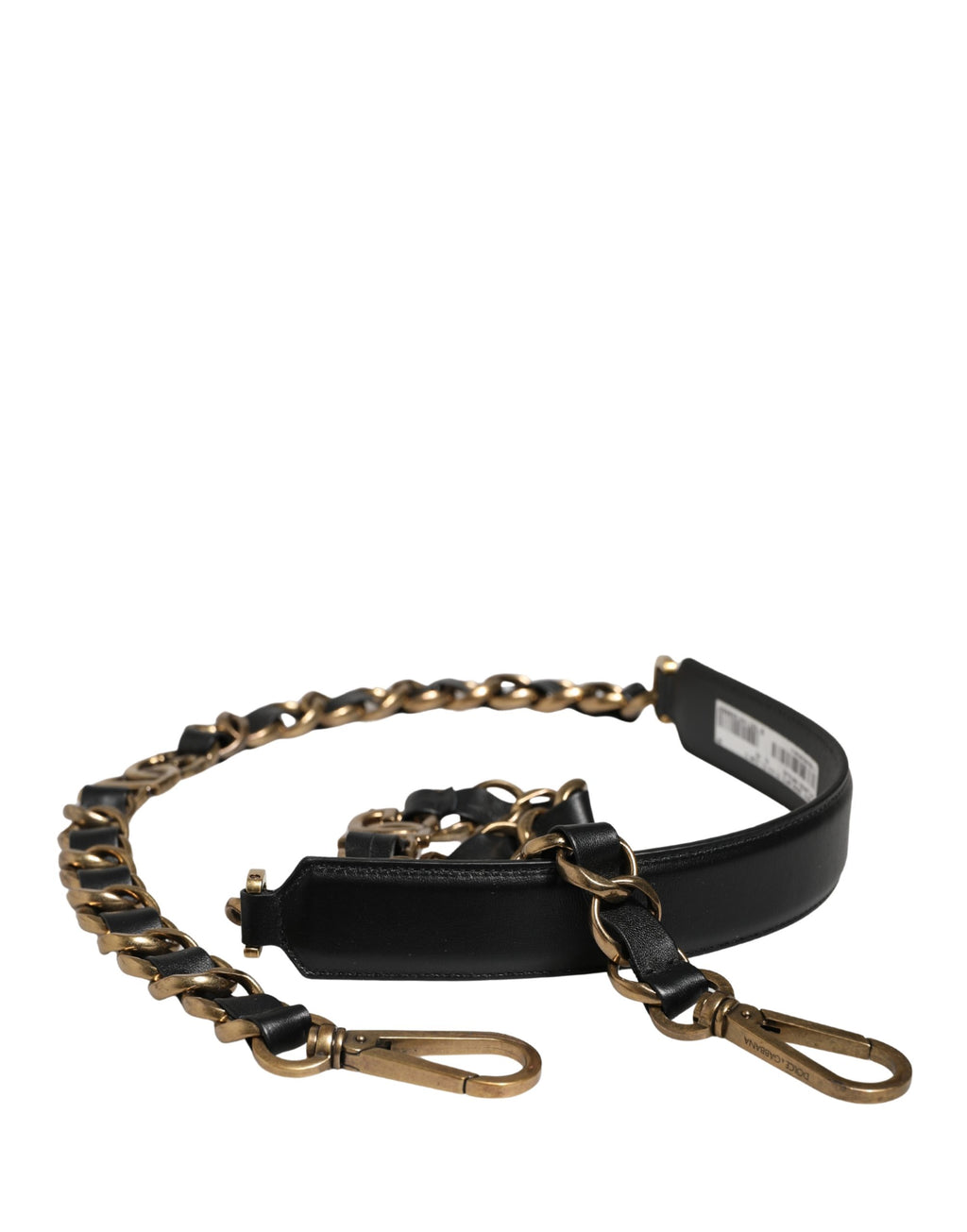 Bandoulière pour sac Dolce & Gabbana en cuir noir avec chaîne dorée