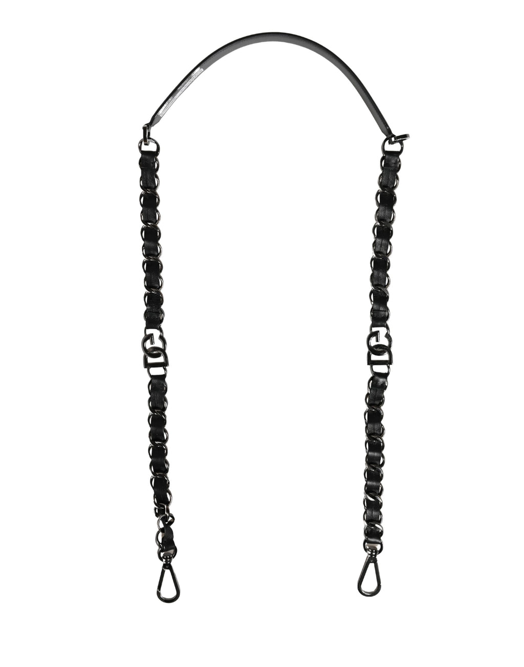 Bandoulière à chaîne argentée en cuir noir Dolce & Gabbana pour sac