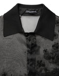 Dolce & Gabbana Black Floral Applique Sheer Short Sleeve Shirt