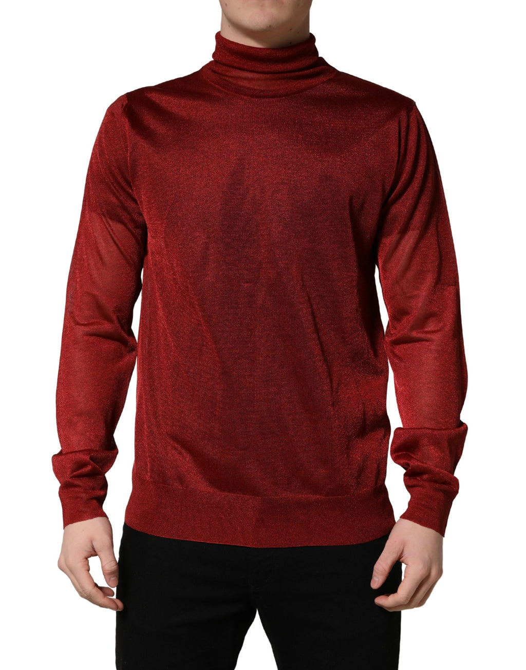 Pull-over à col roulé rouge à manches longues Dolce & Gabbana