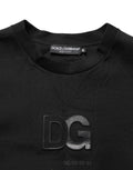Dolce & Gabbana Black Cotton DG Men CrewNeck Pullover Sweater