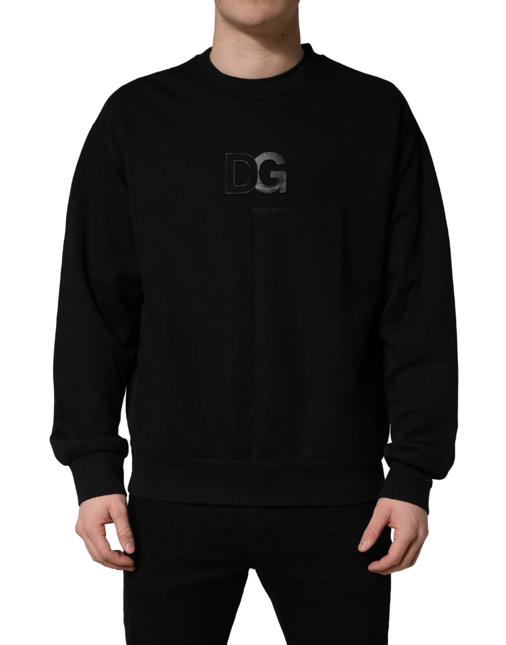 Dolce & Gabbana Pull Homme Col Rond en Coton Noir DG