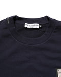 Dolce & Gabbana Black Logo Plaque Jersey Sweatshirt Cotton Sweater