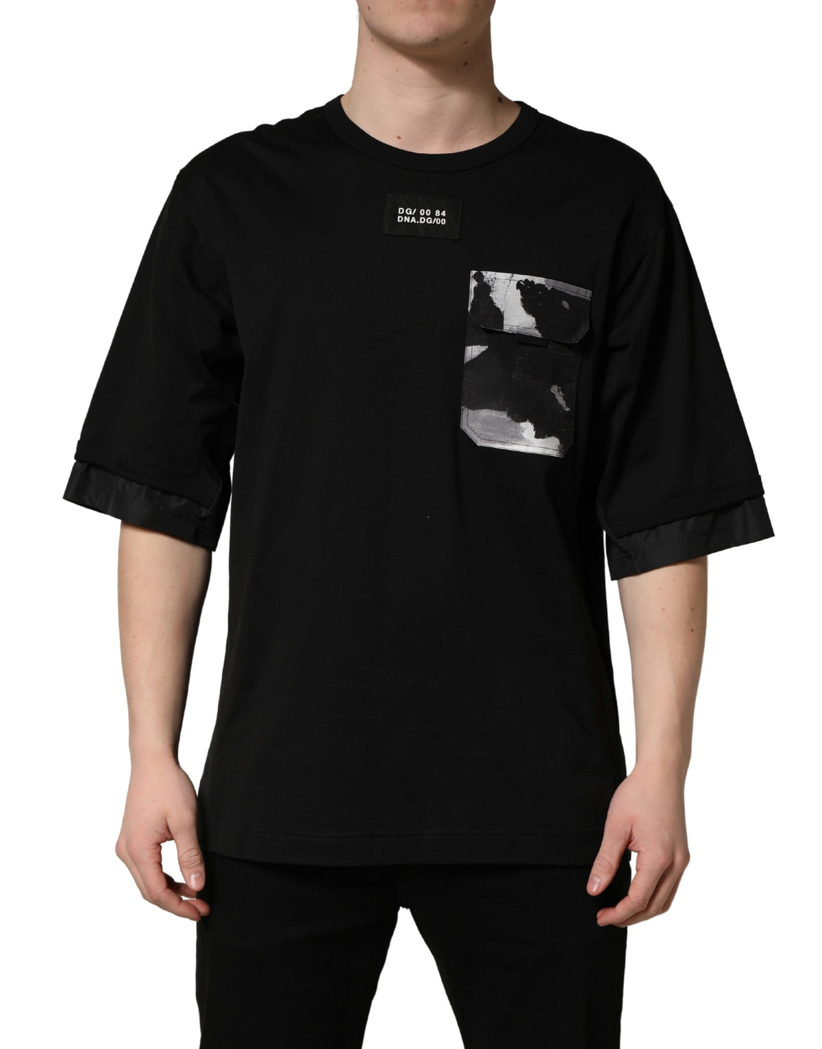 T-shirt surdimensionné à poche camouflage noir Dolce & Gabbana