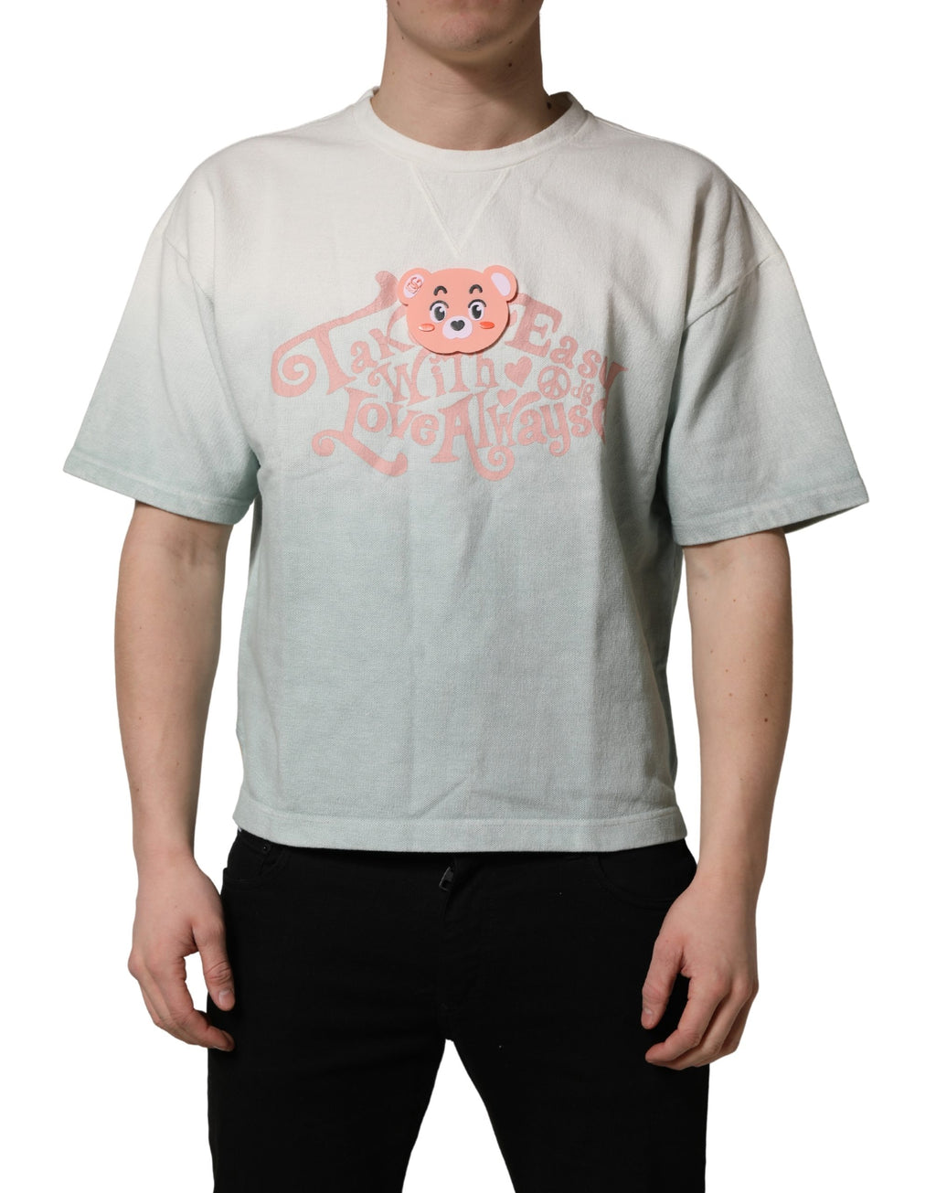 T-shirt à col rond en coton imprimé graphique tie-dye vert Dolce & Gabbana