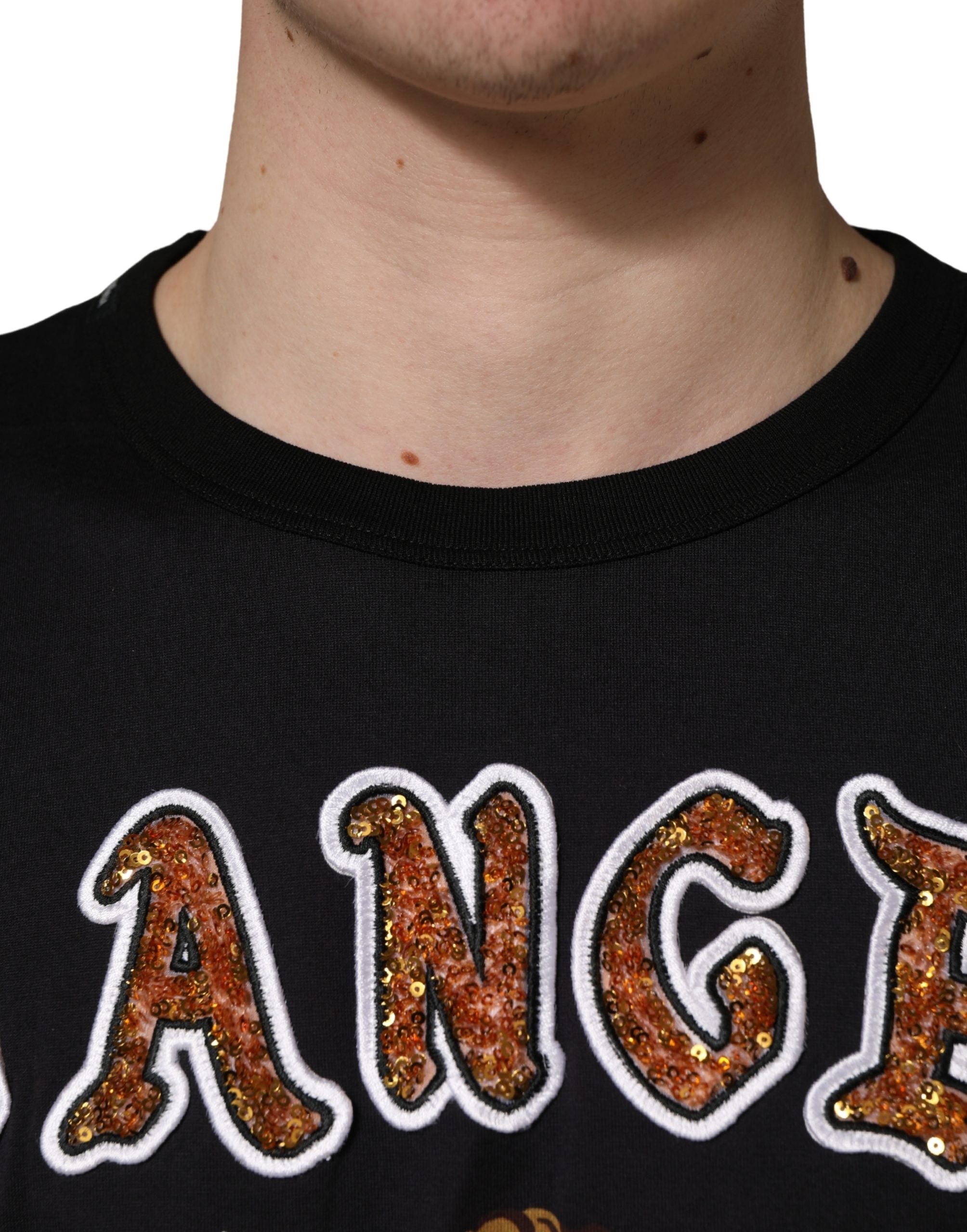 Camiseta de algodón de cuello redondo con estampado de ángel de Dolce & Gabbana