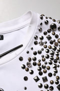 Dolce & Gabbana White Rhinestones Sleeveless Round Neck T-shirt