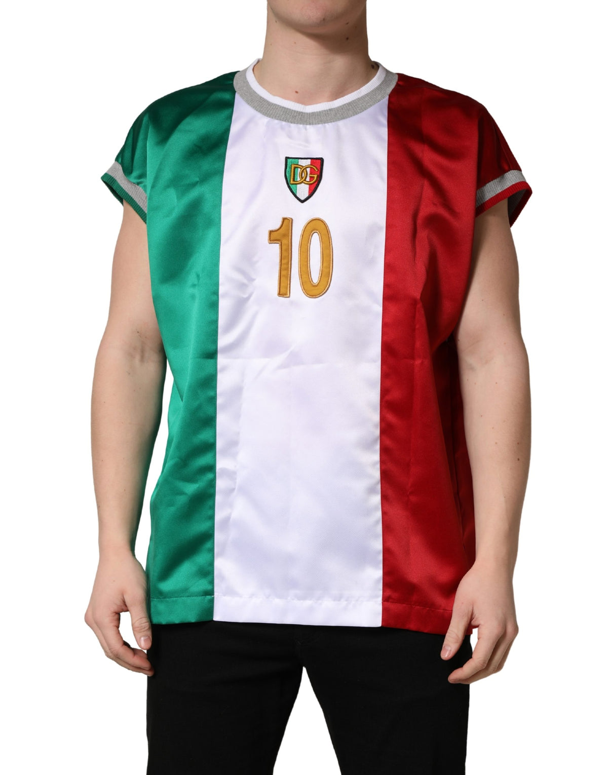 Camiseta de cuello redondo con el logo multicolor DG italiano de Dolce & Gabbana