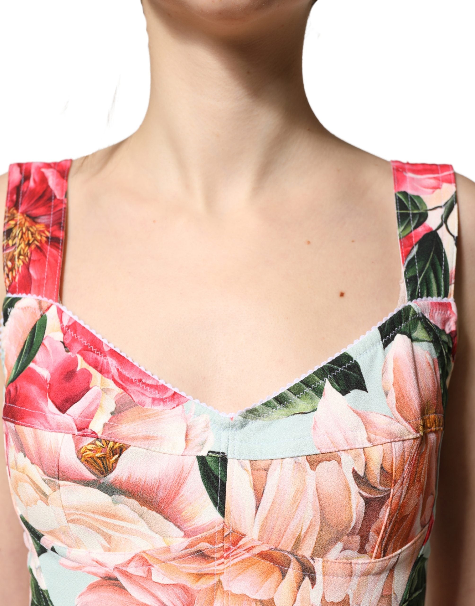 Vestido tubo de viscosa con estampado floral multicolor de Dolce & Gabbana