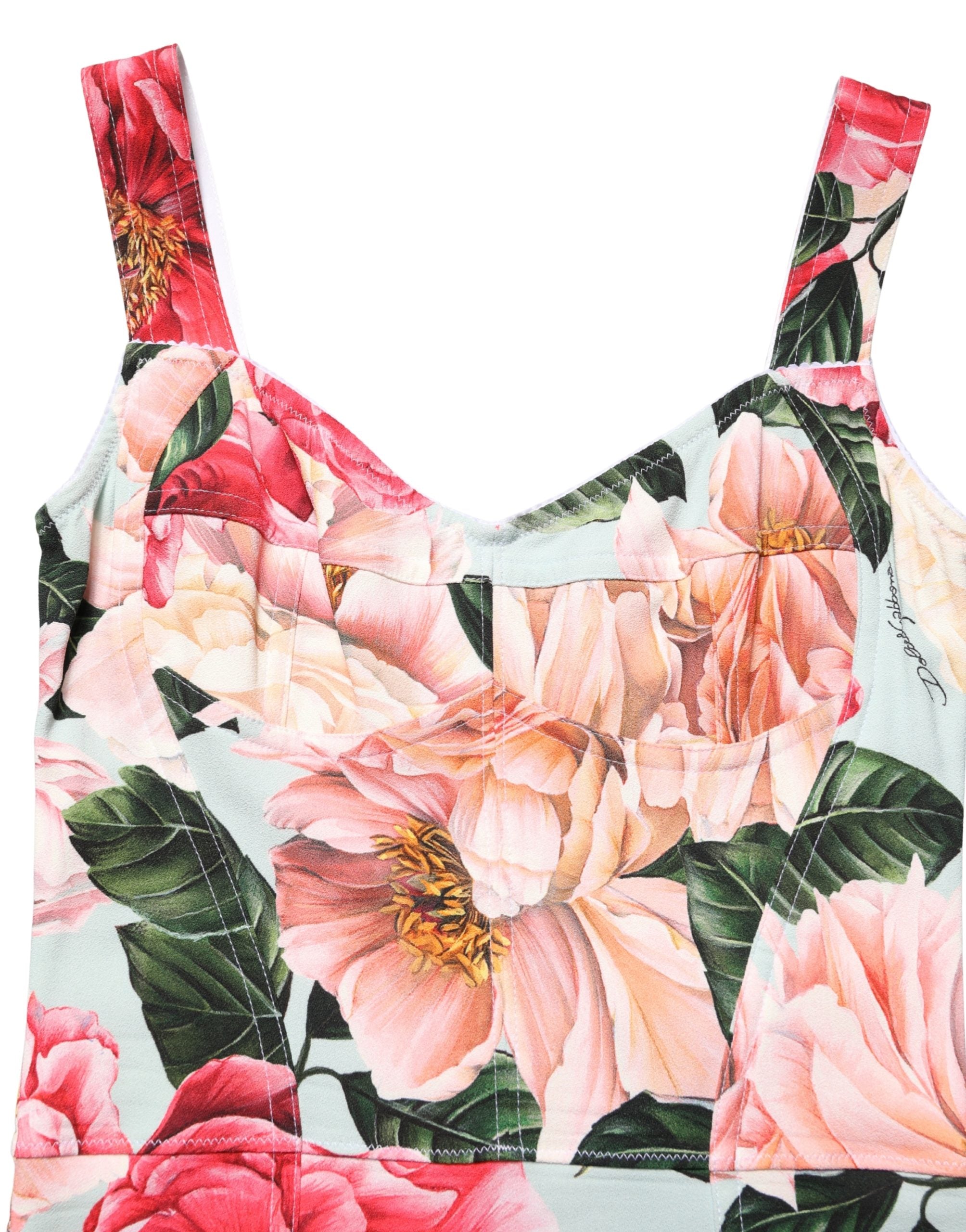 Vestido tubo de viscosa con estampado floral multicolor de Dolce & Gabbana