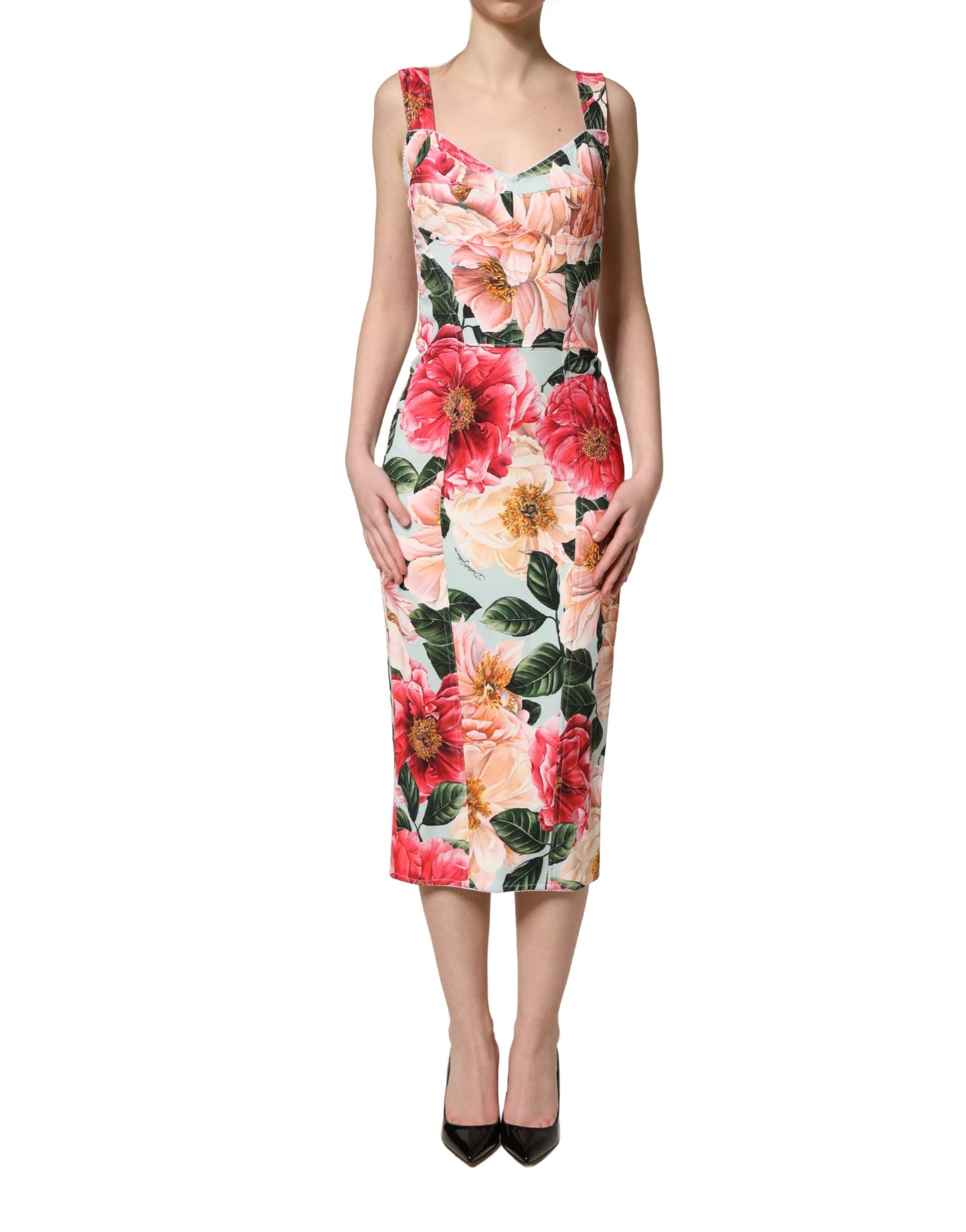 Vestido tubo de viscosa con estampado floral multicolor de Dolce & Gabbana