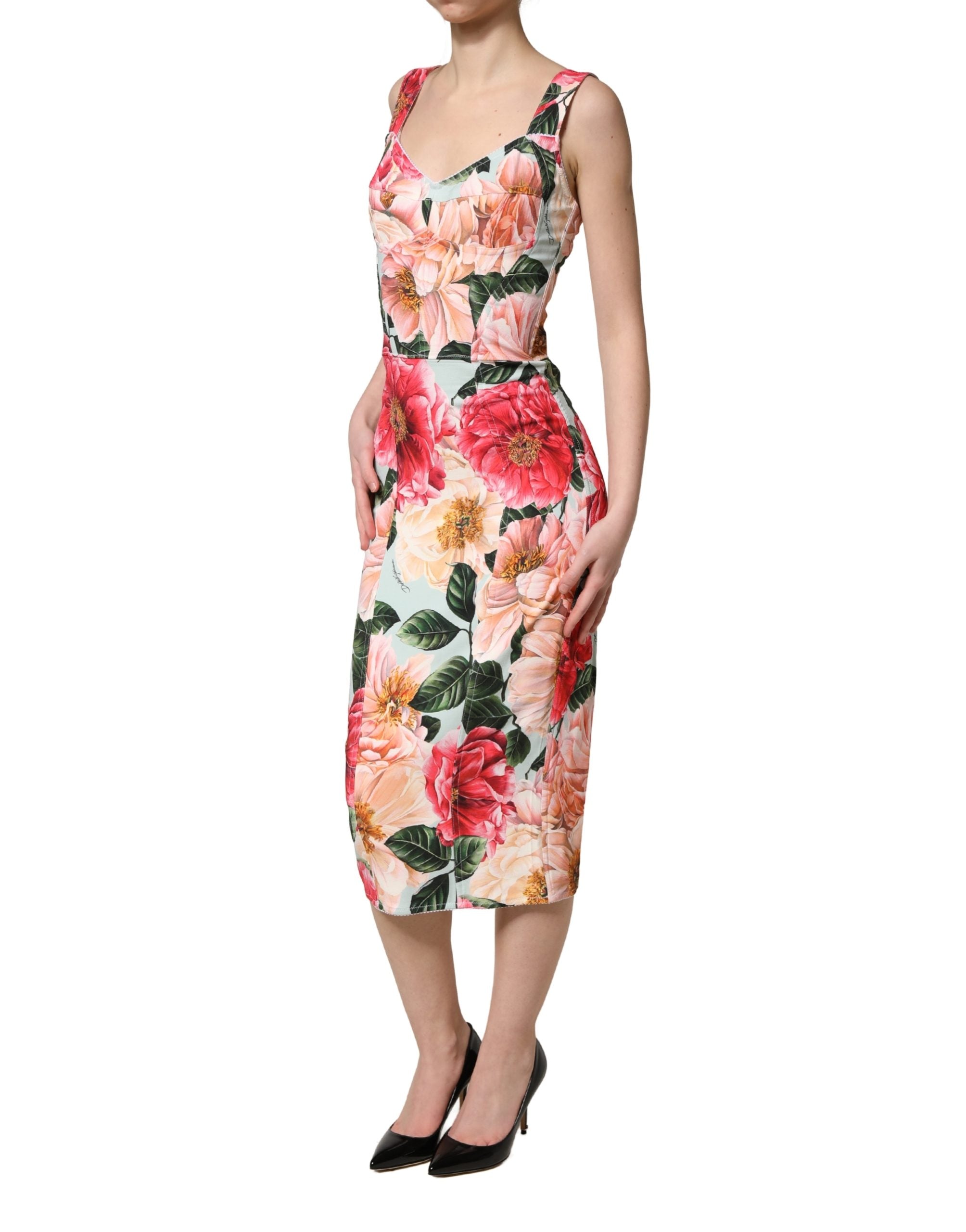 Vestido tubo de viscosa con estampado floral multicolor de Dolce & Gabbana