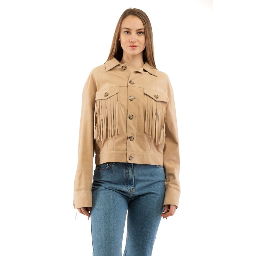 Chaqueta Moschino de Algodón y Cuero Beige