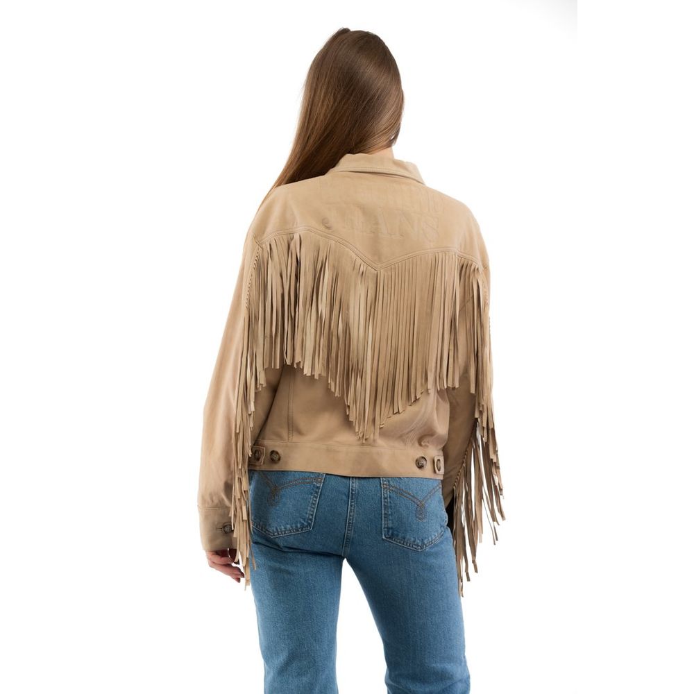 Chaqueta Moschino de Algodón y Cuero Beige