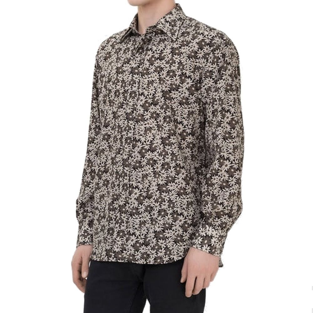 Camisa Tom Ford Bicolor de Algodón Estampado