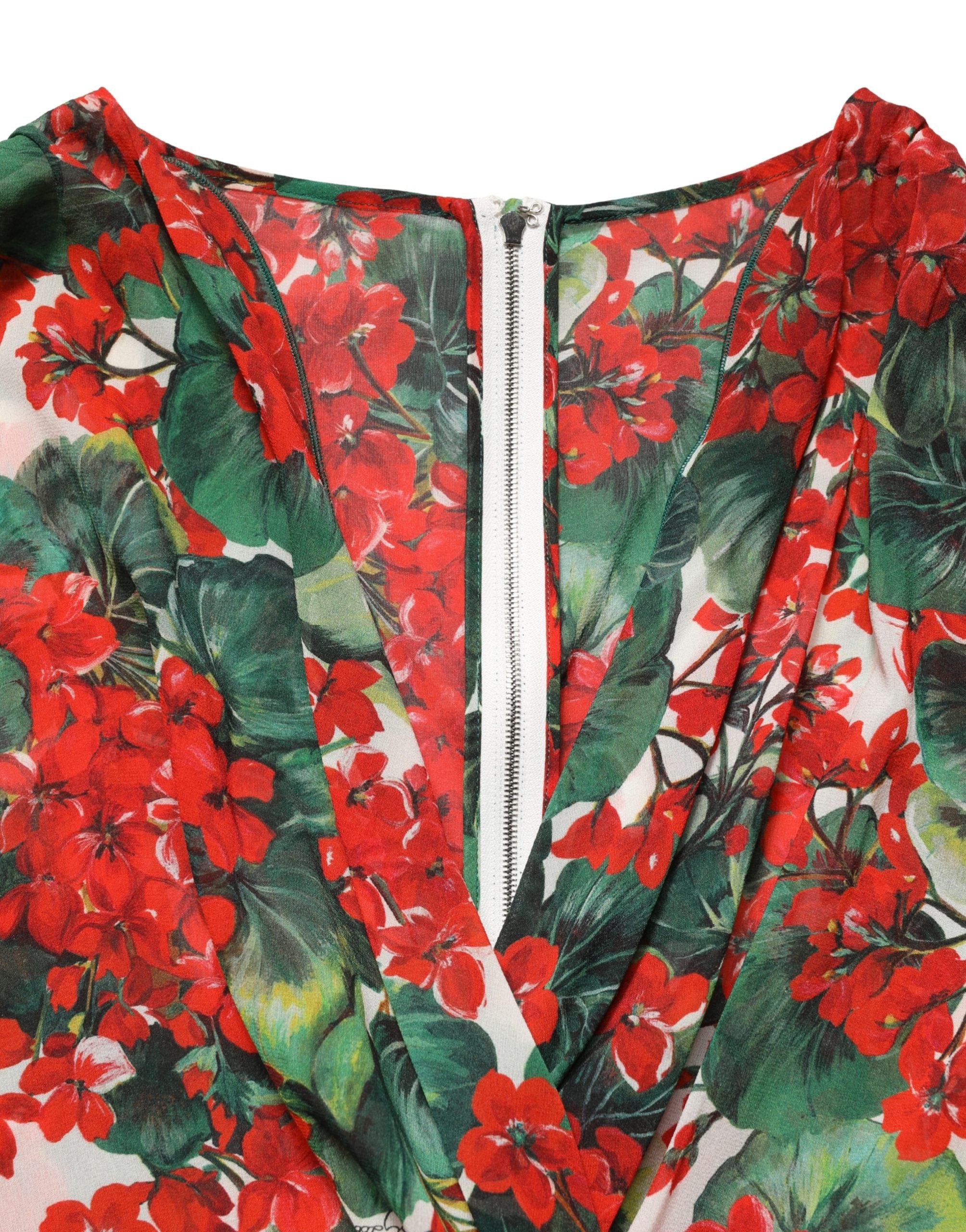 Vestido Dolce & Gabbana Multicolor Floral de Manga Larga y Cuello en V