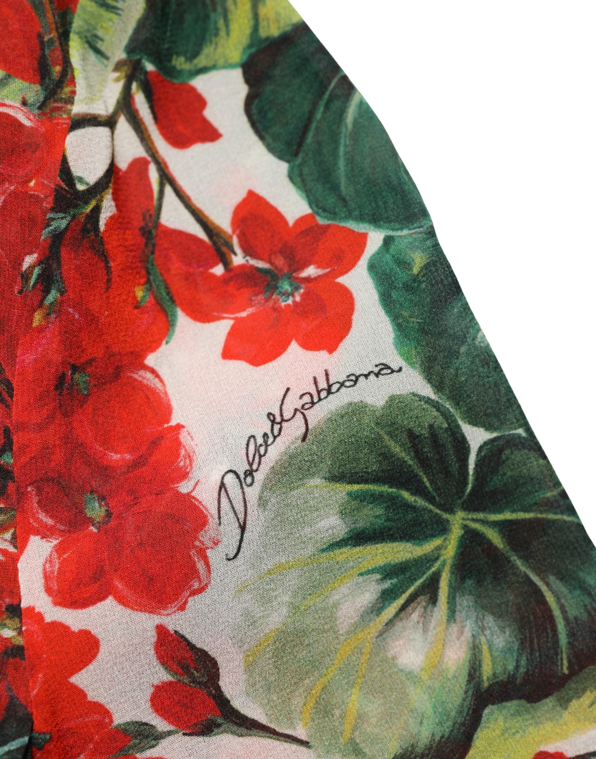 Vestido Dolce & Gabbana Multicolor Floral de Manga Larga y Cuello en V