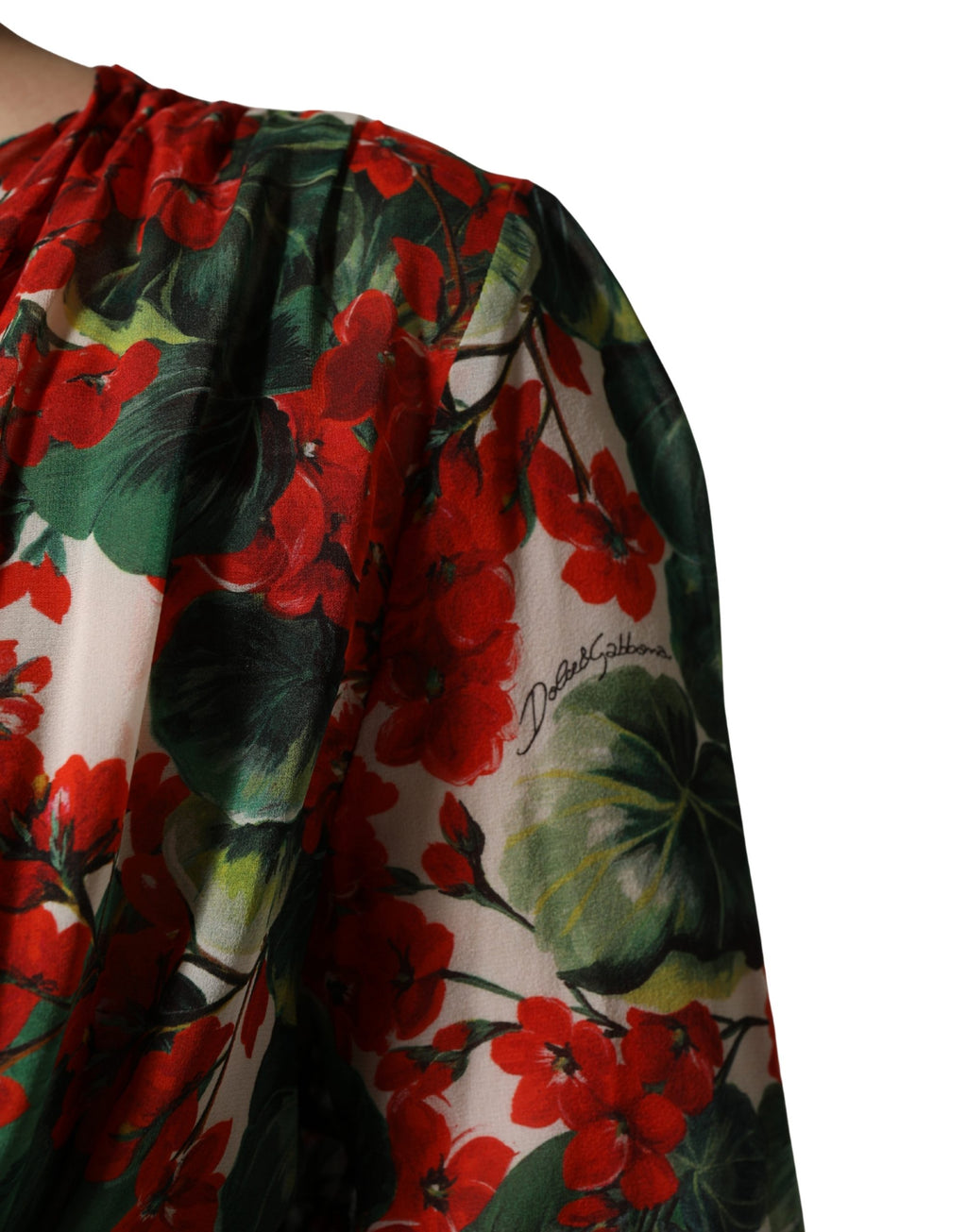Vestido Dolce & Gabbana Multicolor Floral de Manga Larga y Cuello en V