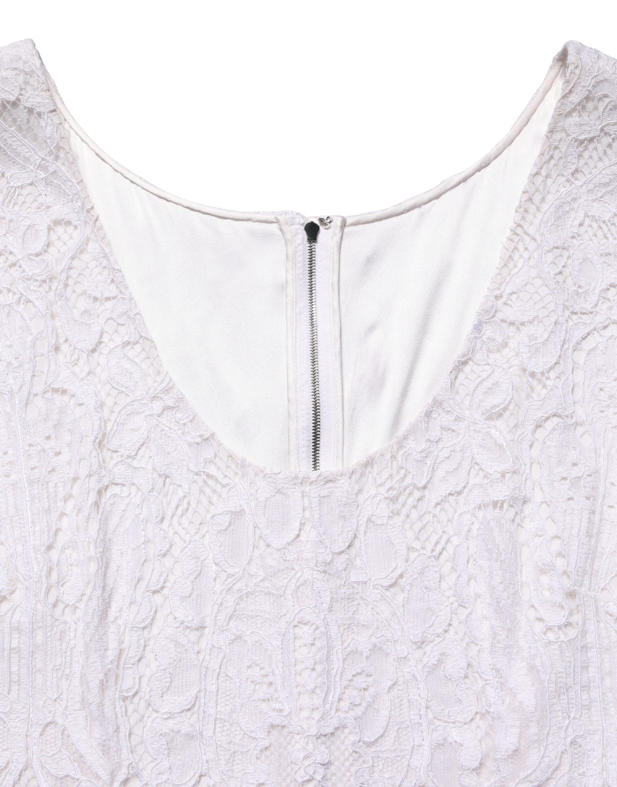 Vestido midi sin mangas de encaje floral blanco de Dolce & Gabbana