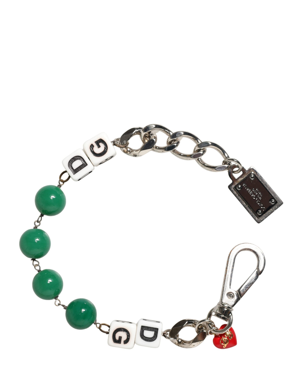 Bracelet à breloques Dolce & Gabbana en laiton argenté avec dés et logo DG