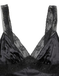 Dolce & Gabbana Black Silk Lace Trim Camisole V-neckline Tank Top