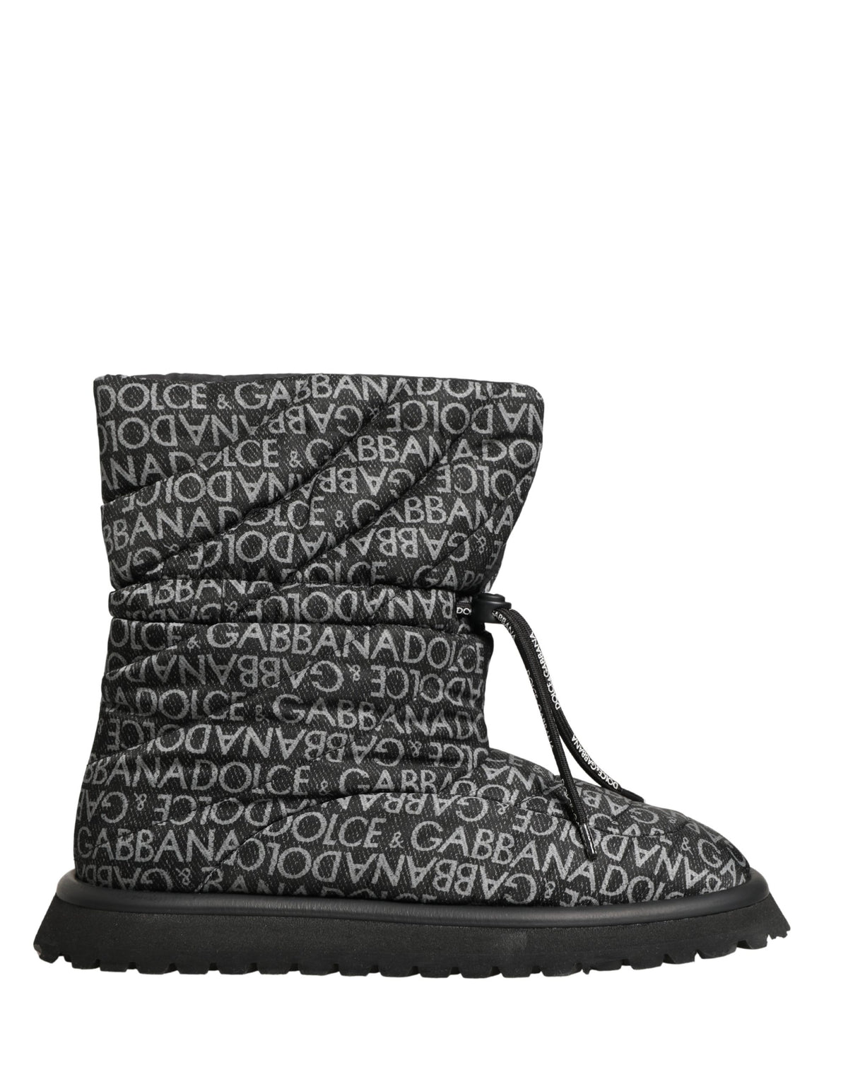 Bottes de neige à lacets imprimé logo noires Dolce & Gabbana