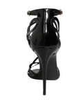 Dolce & Gabbana Black Leather Stiletto Heel Sandals Shoes