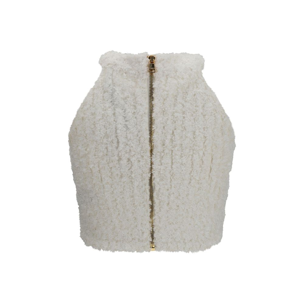 Balmain White Viscose T-Shirt