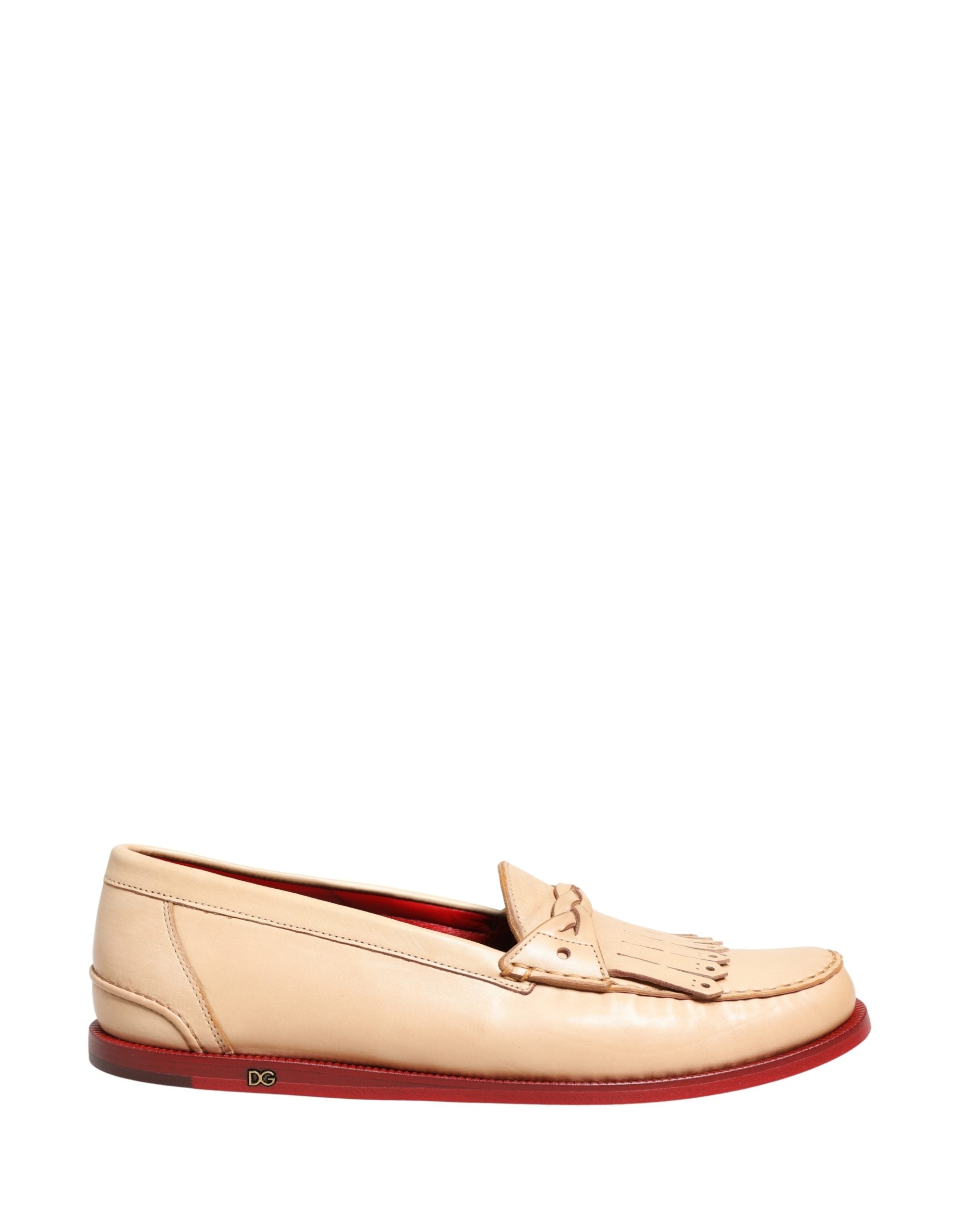 Mocasines sin cordones de hombre de cuero con borlas beige Dolce & Gabbana