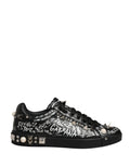 Zapatillas Dolce & Gabbana Portofino Negras con Tachuelas y Grafiti