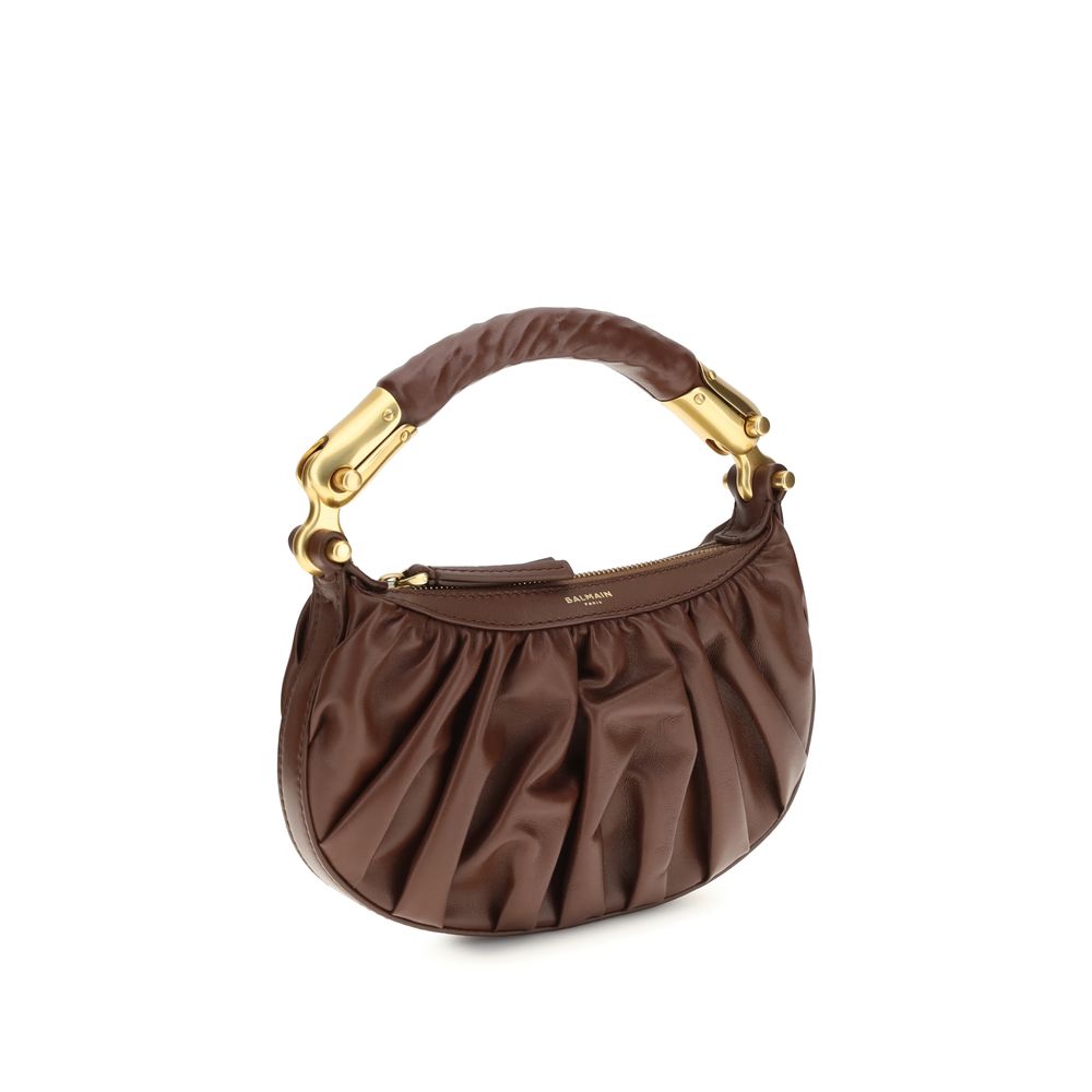 Bolso de hombro Balmain de piel de becerro marrón Bos Taurus