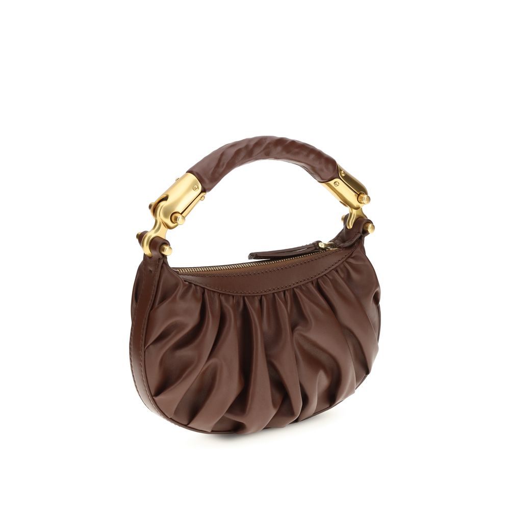 Bolso de hombro Balmain de piel de becerro marrón Bos Taurus