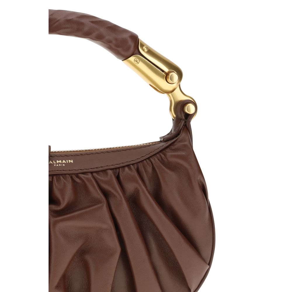 Bolso de hombro Balmain de piel de becerro marrón Bos Taurus