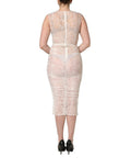 Dolce & Gabbana White Floral Lace Sheer Sleeveless Midi Dress