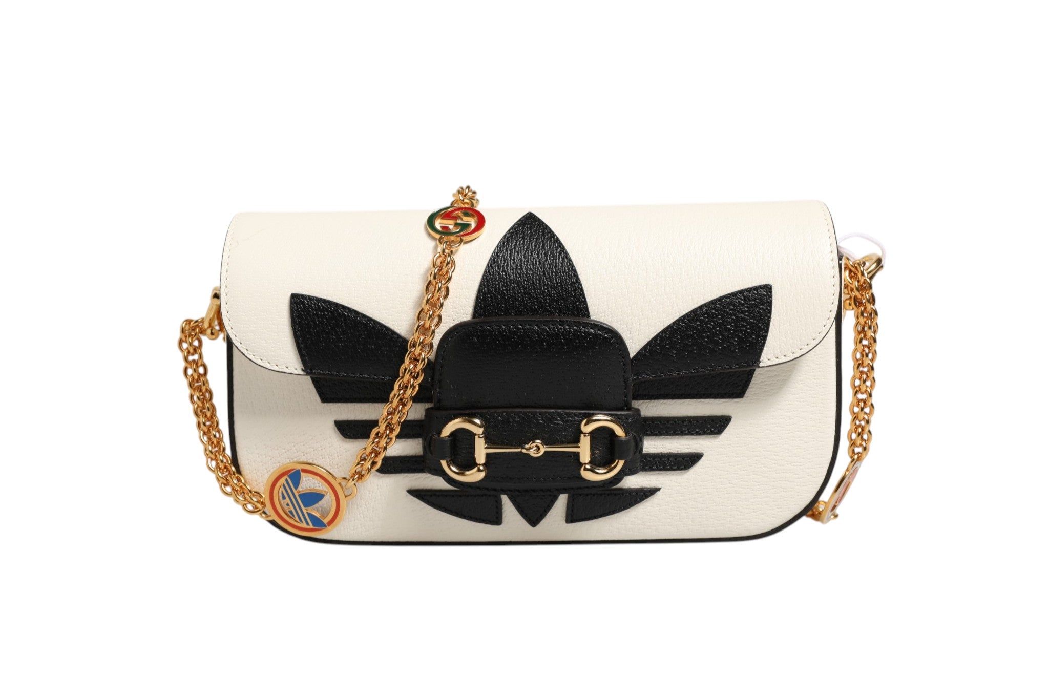 Bolso de hombro Gucci x Adidas Horsebit 1955 Negro/Blanco