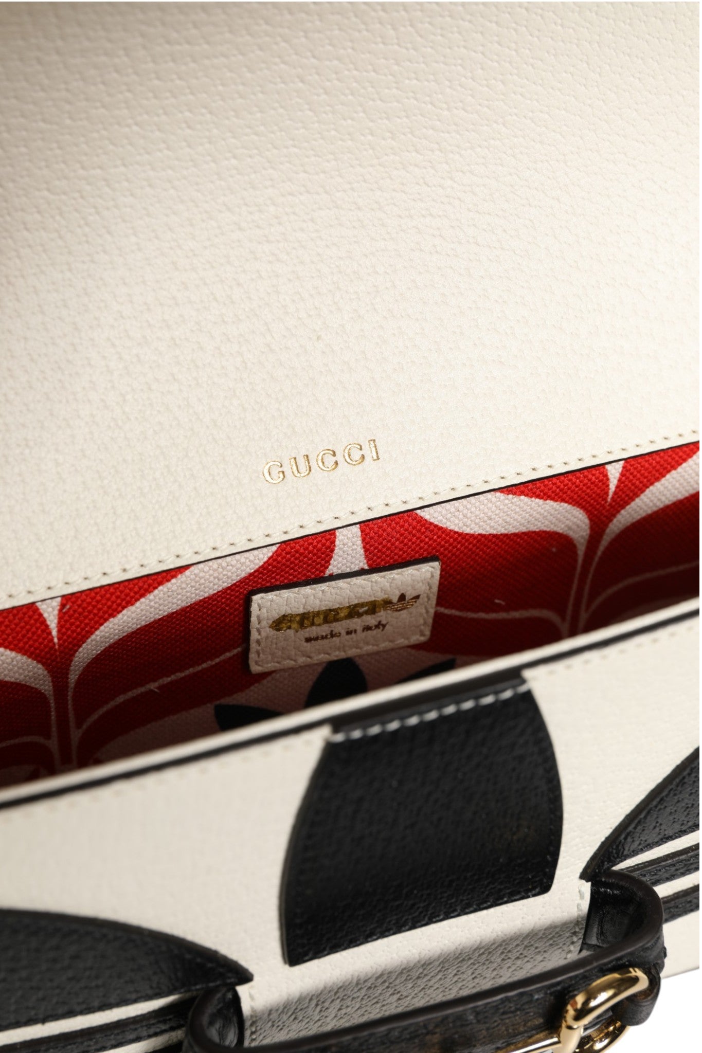 Bolso de hombro Gucci x Adidas Horsebit 1955 Negro/Blanco