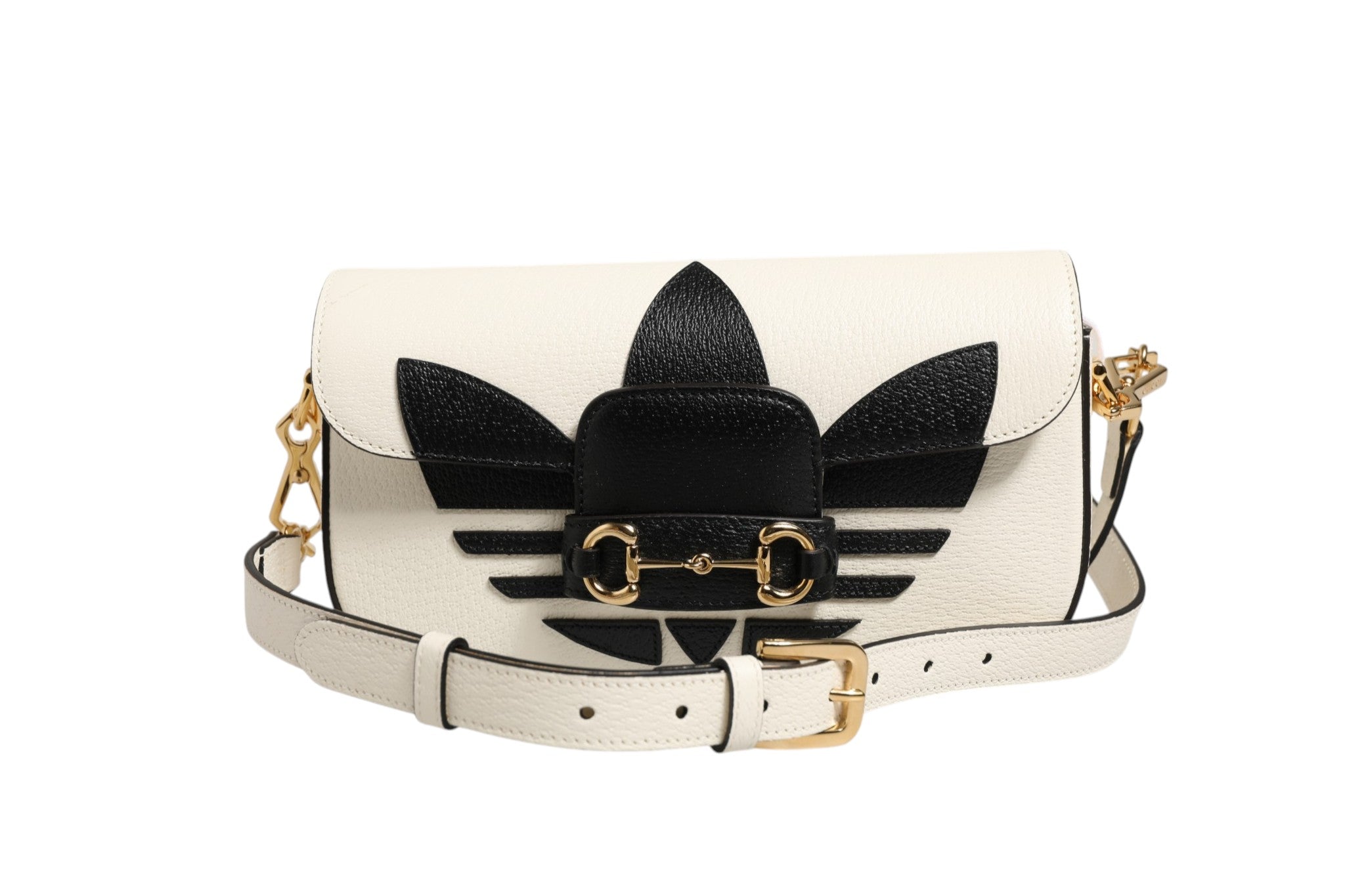 Bolso de hombro Gucci x Adidas Horsebit 1955 Negro/Blanco