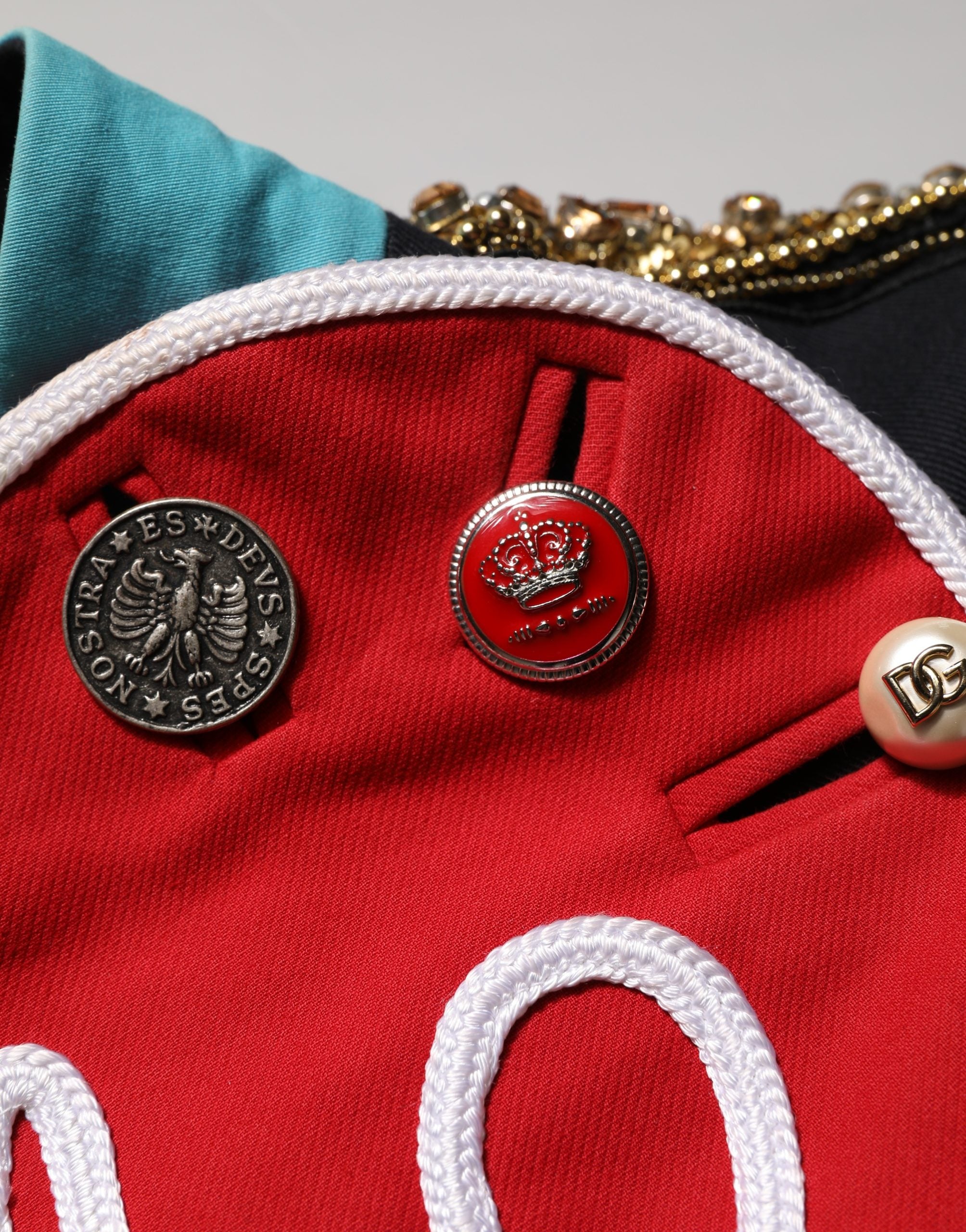 Chaqueta corta Dolce & Gabbana Multicolor con joyas ornamentadas asimétricas