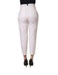 Pantalones capri chinos ceñidos de tiro alto blancos Peserico