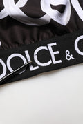 Dolce & Gabbana Black DG Love Yourself Sports Bra Cropped Top