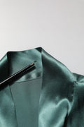 Blusa de satén de seda verde oscuro Dolce & Gabbana con lazo en el cuello