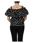 Dolce & Gabbana Black White Polka Dot Off Shoulder Top