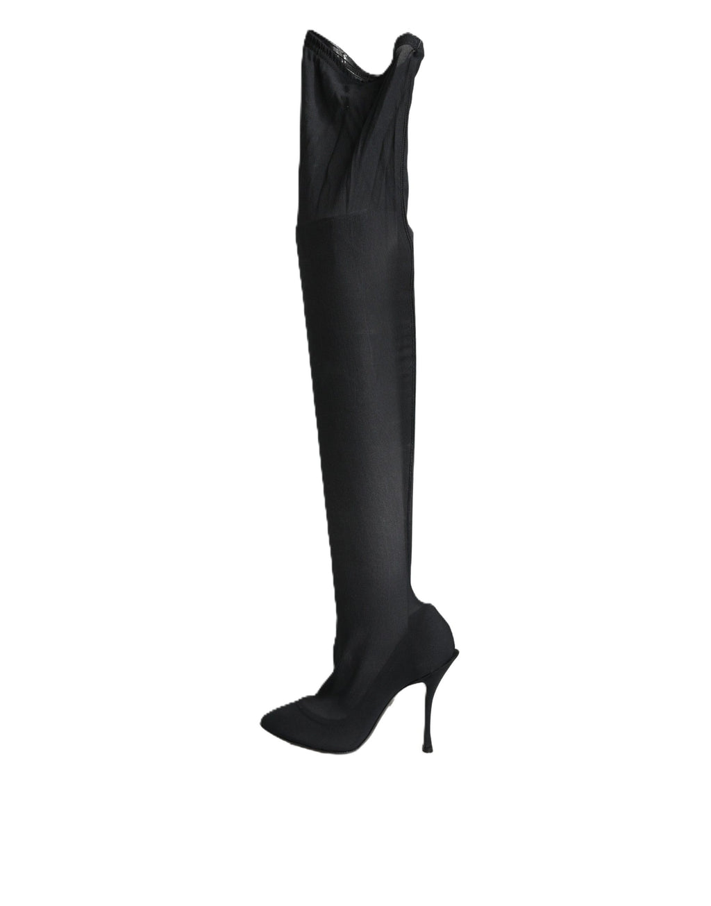 Dolce & Gabbana Black Stretch Socks Knee High Boots Shoes