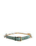 Cinturón de cintura Dolce & Gabbana de cuero verde con margaritas y cristales