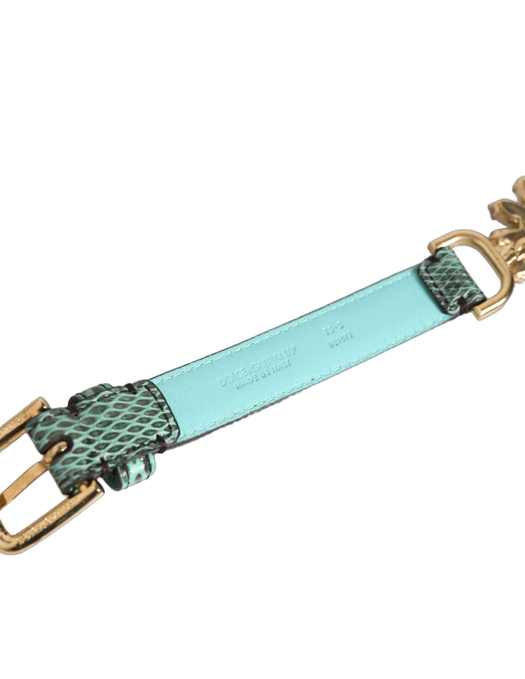 Cinturón de cintura Dolce & Gabbana de cuero verde con margaritas y cristales