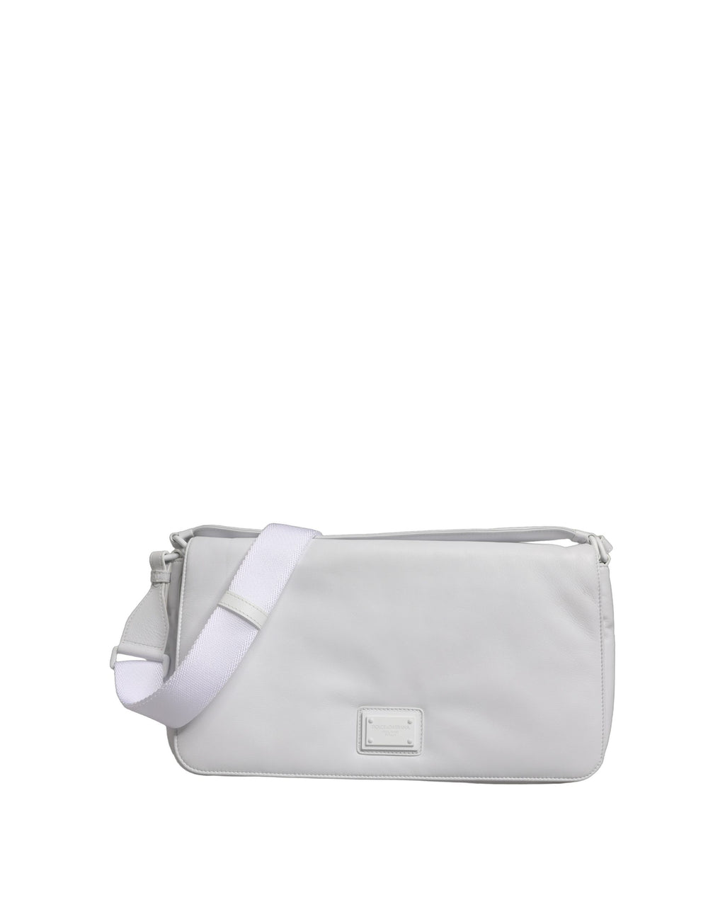 Dolce & Gabbana Bolso Bandolera Blanco con Placa de Logotipo para Mujer