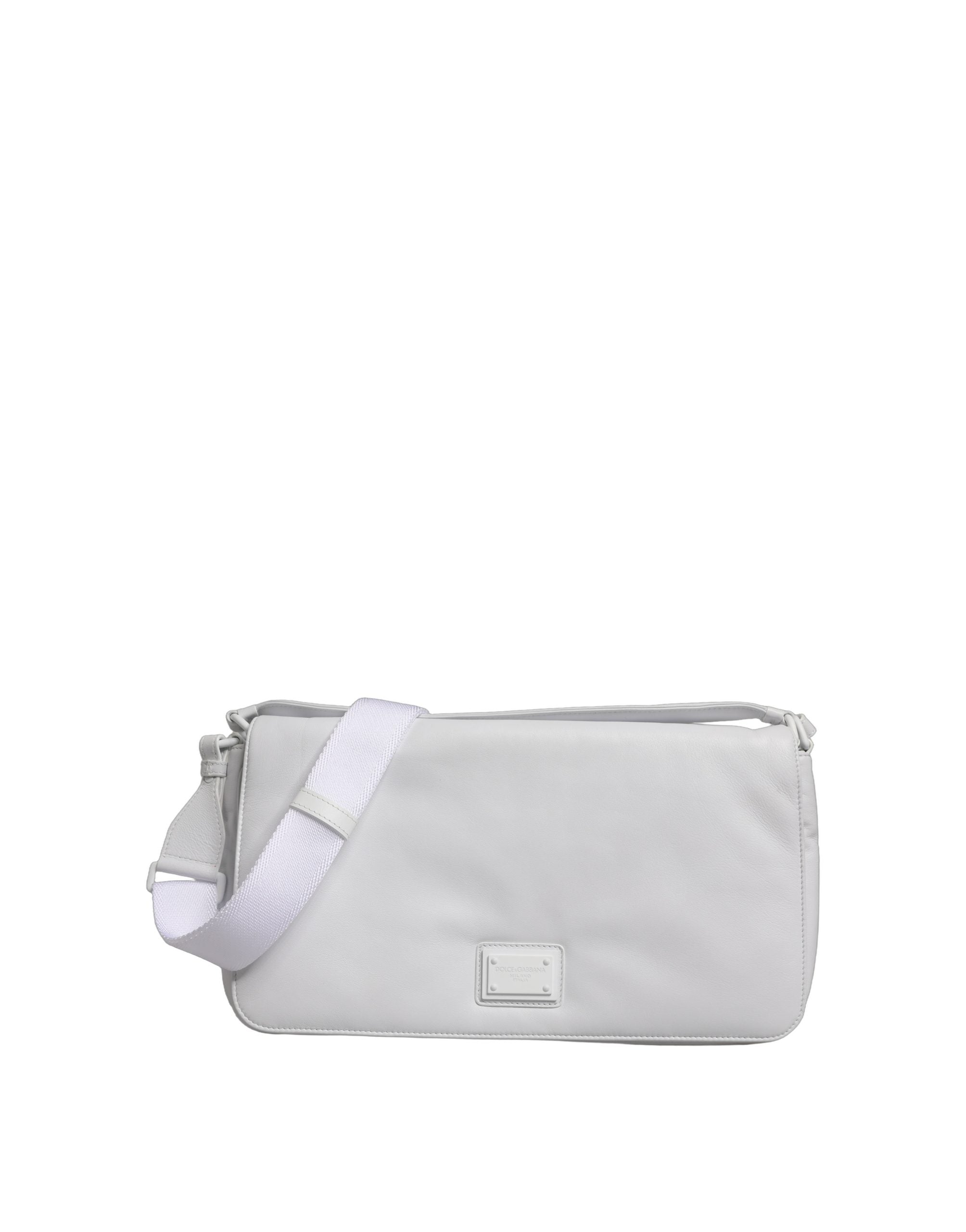 Dolce & Gabbana Bolso Bandolera Blanco con Placa de Logotipo para Mujer