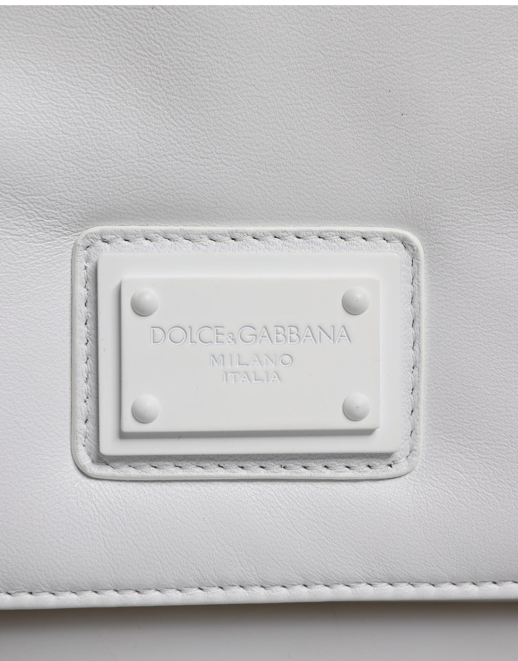 Dolce & Gabbana Bolso Bandolera Blanco con Placa de Logotipo para Mujer