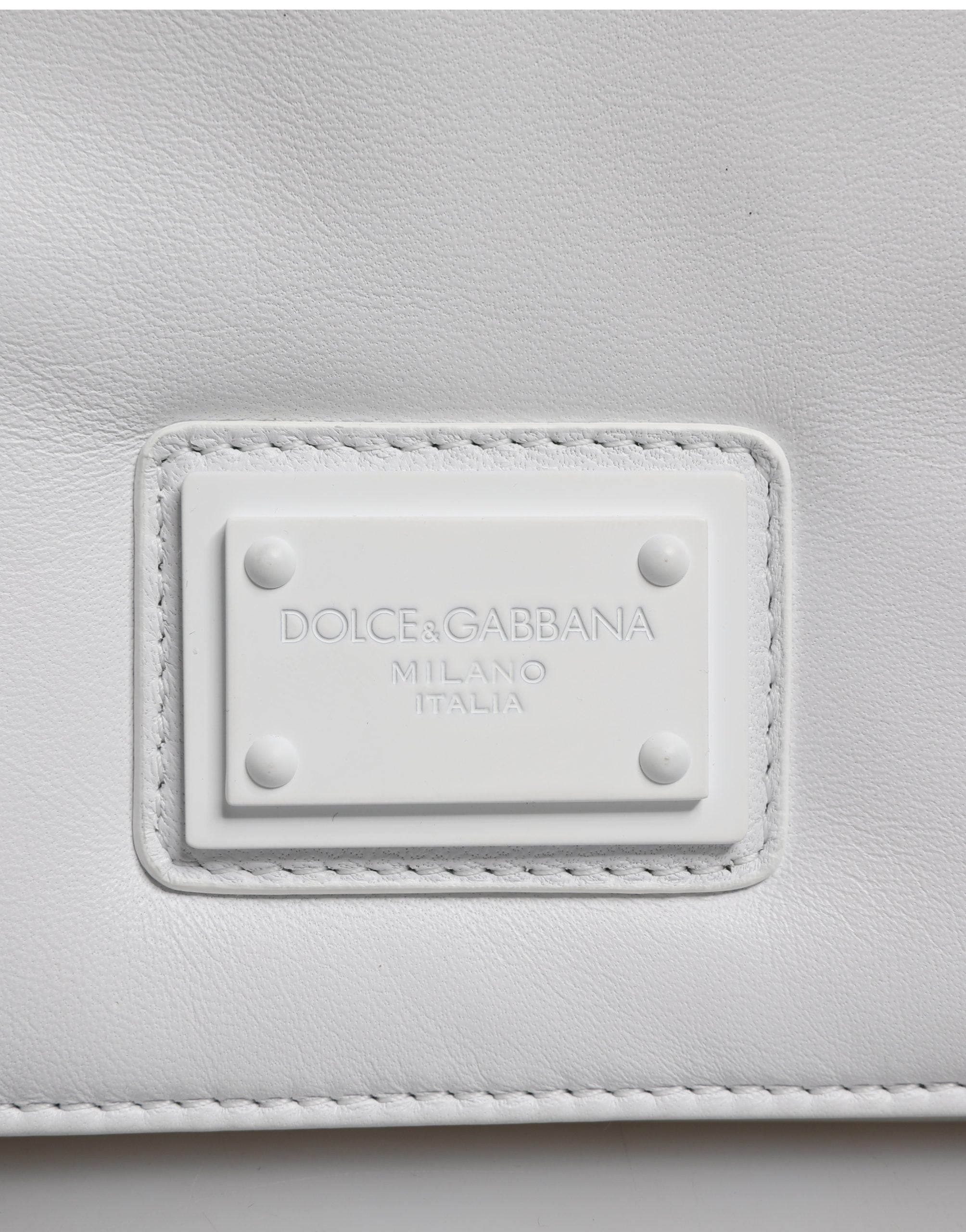 Dolce & Gabbana Bolso Bandolera Blanco con Placa de Logotipo para Mujer